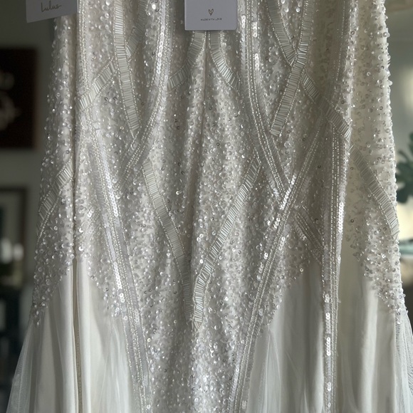 Lulus Wedding XL Just the Beginning White Beaded Sequin Mermaid Maxi Dress - Picture 7 of 12